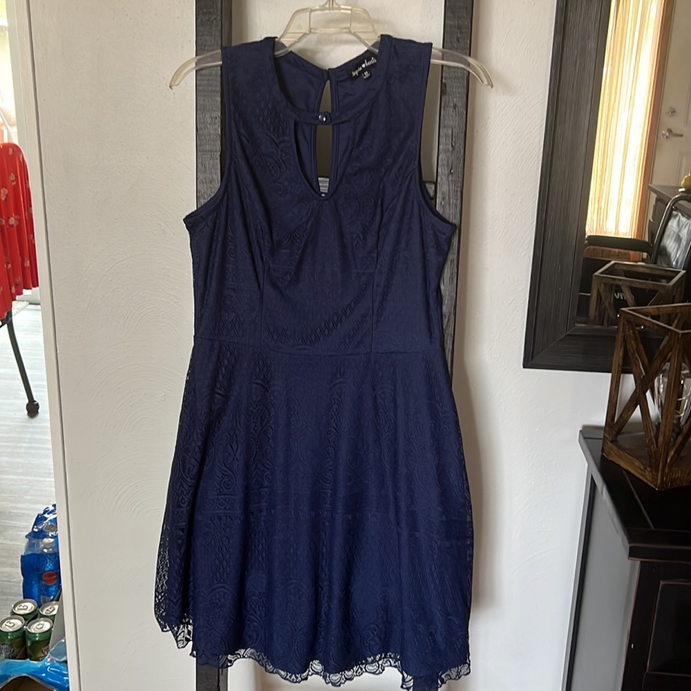 Sequin Hearts Navy Blue Lace Dress Size 13